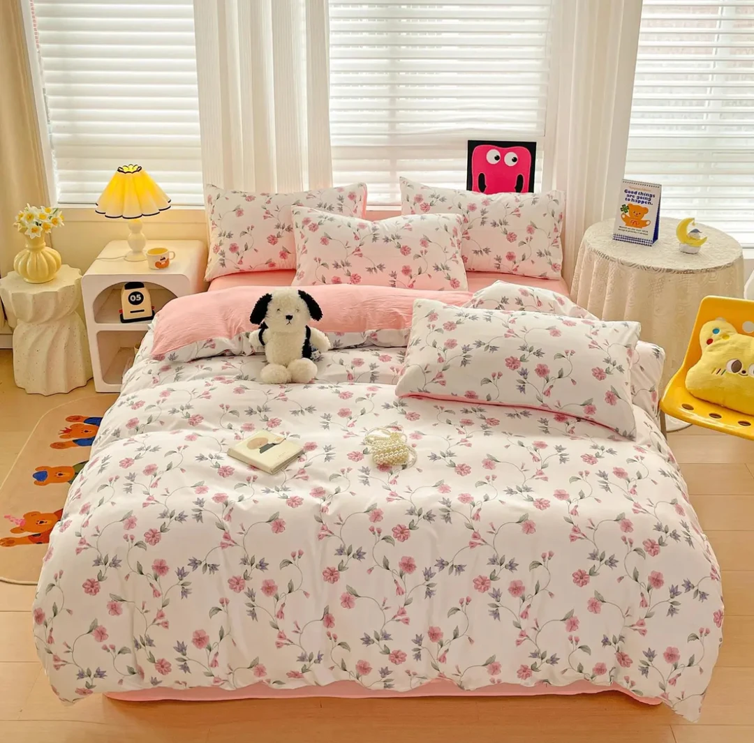 【恋雨-粉】订单尾货高支高密水洗斜纹棉四件套