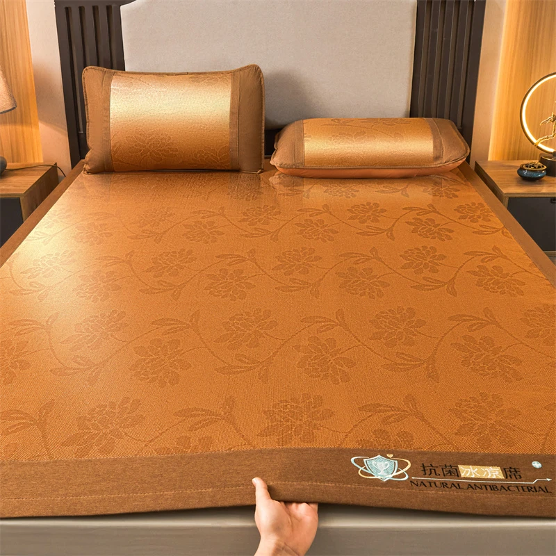 夏季冰藤席凉席冰丝席夏天专用床笠款家用卧室空调席三件套软席子