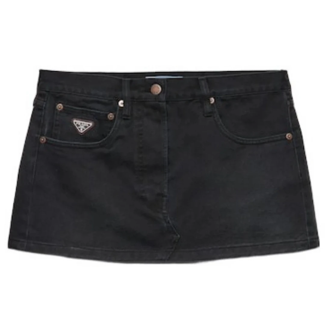 未使用 Prada/普拉达 水洗做旧丹宁牛仔短裙 女款 秀款