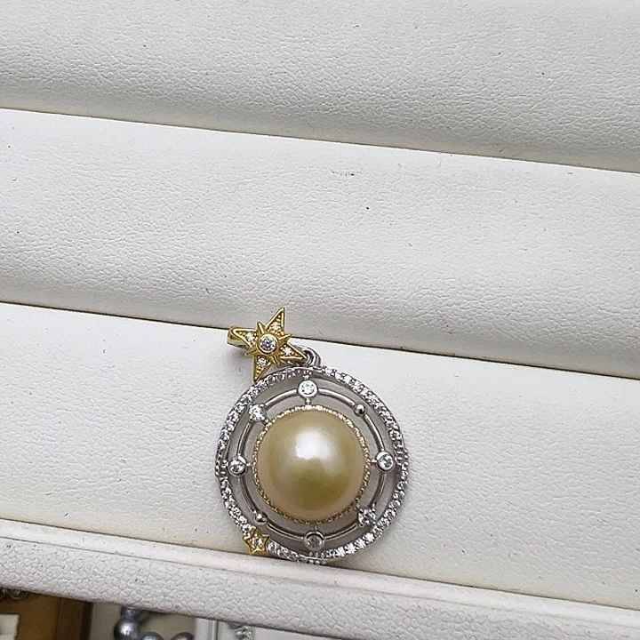 银S925镶嵌海水珍珠颈饰开播放漏不鉴赏