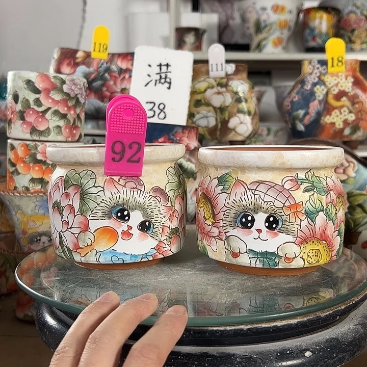 满38包邮 景德镇幸运花盆