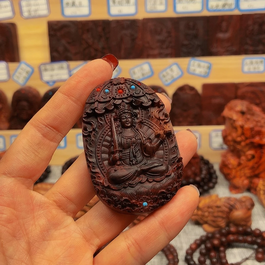 黄花梨/降香黄檀麦**五海南黄花梨 文殊菩萨5/3/1cm