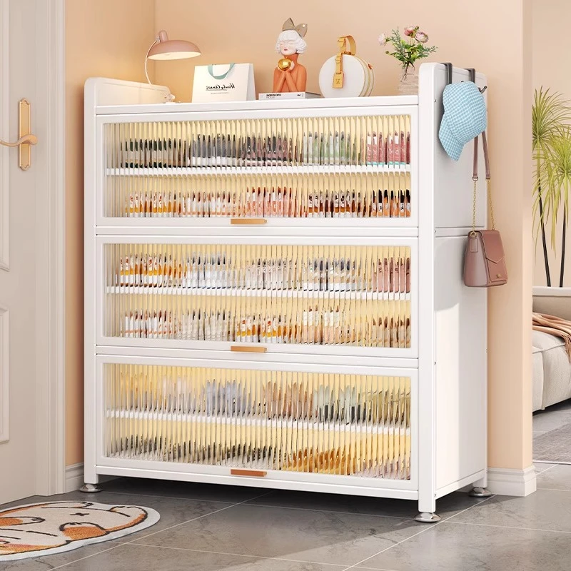 多层防尘钢制爆款鞋架门口收纳储物柜碳钢鞋柜家用一体靠墙落地