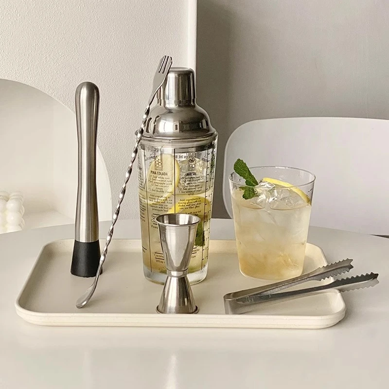 玻璃雪克杯调酒器套装鸡尾酒304不锈钢调酒手摇壶柠檬茶工具摇杯