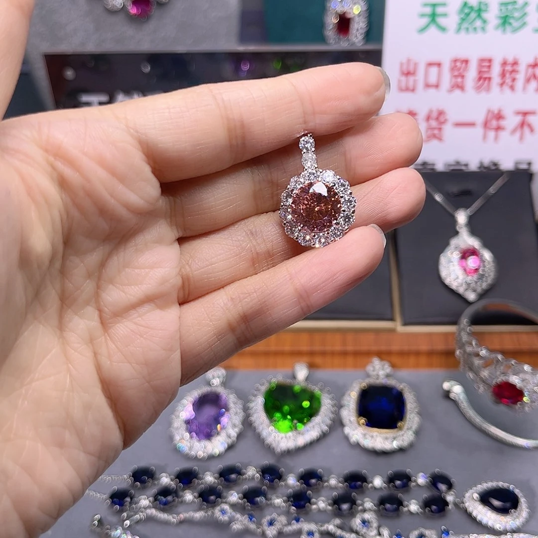 蓝宝石颈饰银S925镶嵌w 165