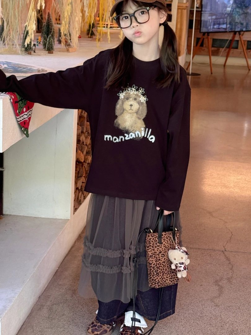 纱裙叠穿真两件套牛仔裤2025秋款女童阔腿裤新款中大童25706秋季