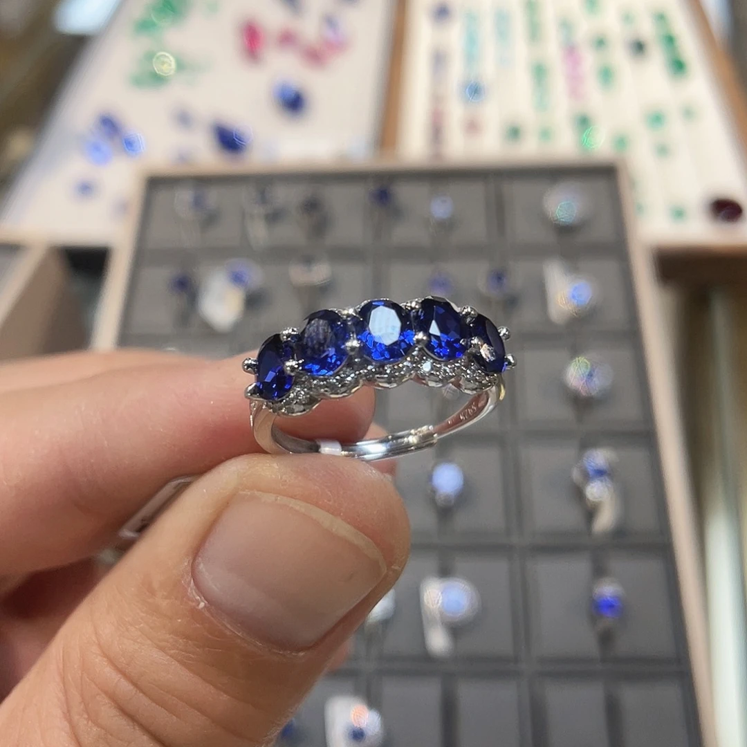 925银培育宝石实心s925银镶