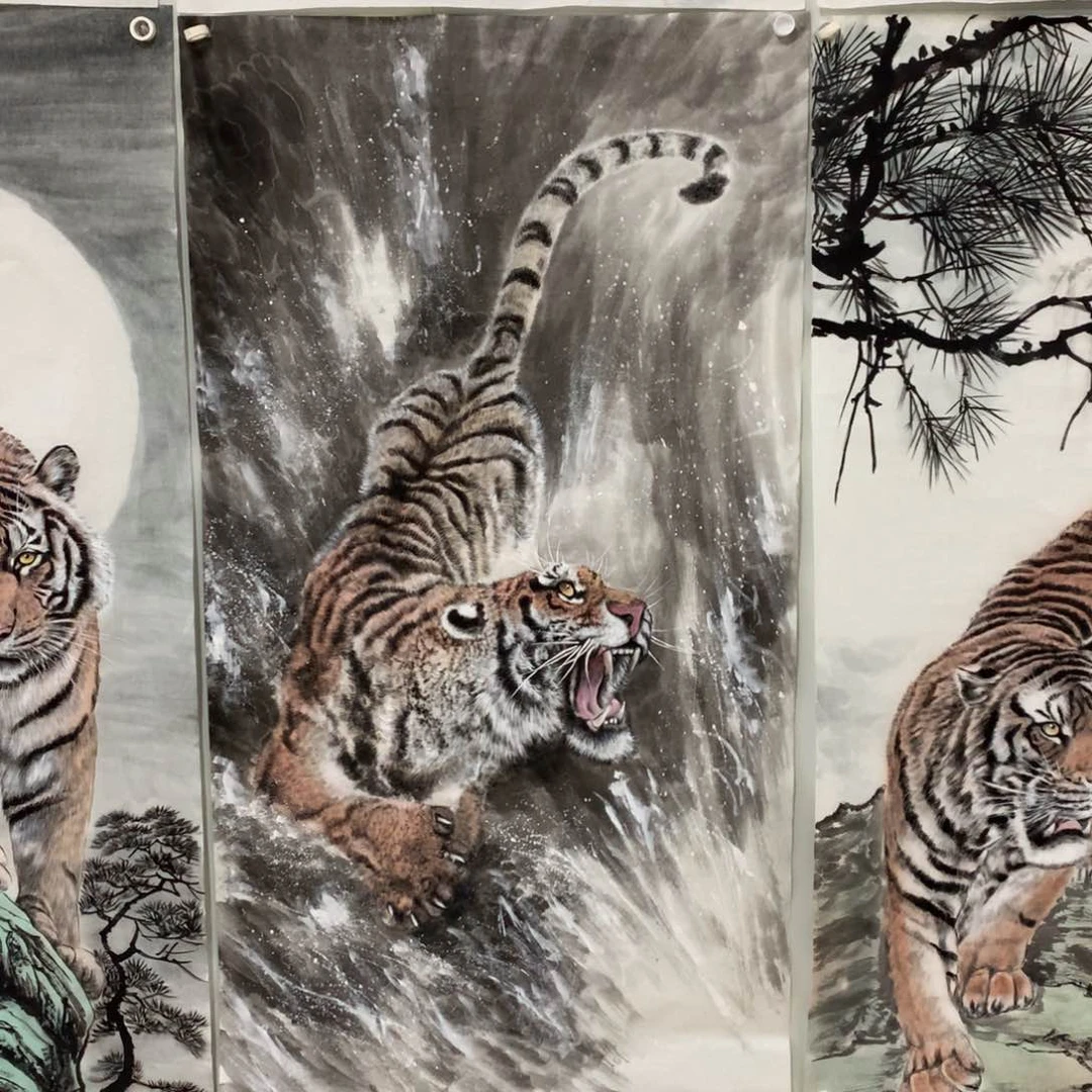 国画A****g福利作品四尺手绘老虎