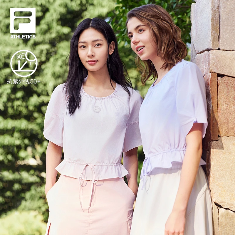 FILA斐乐欧若风女温柔款短袖衫2025夏季新款健身运动防晒短T恤