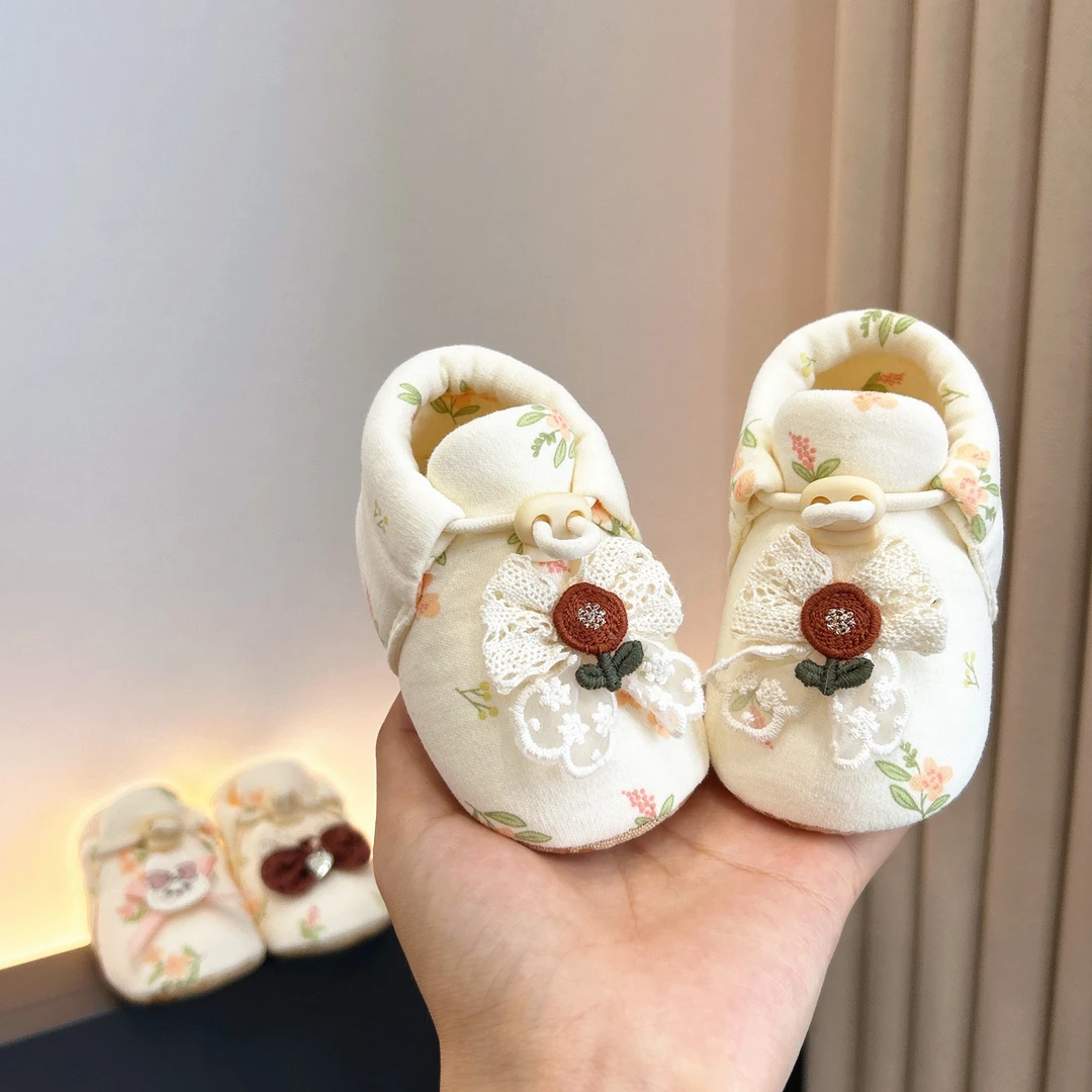 婴儿鞋袜春秋宝宝袜套棉新生儿不掉鞋软底搭扣步前室内防滑鞋袜女
