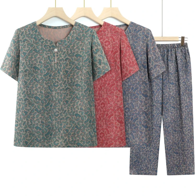 中老年人夏装衬衫女奶奶碎花七分袖妈妈2025新款夏季衣服老人套装