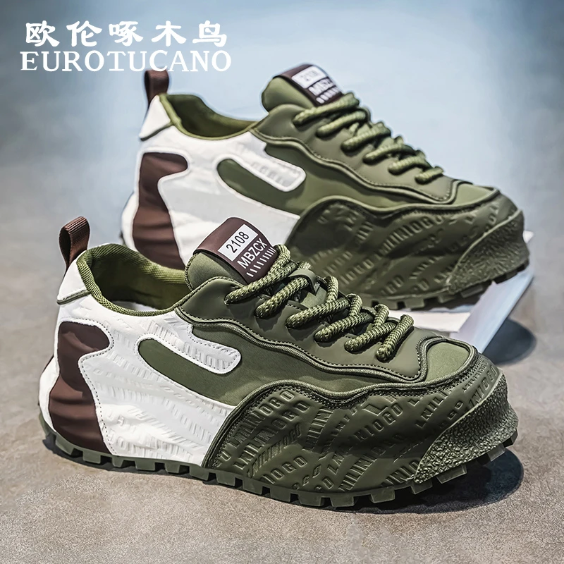 欧伦啄木鸟EUROTUCANO男鞋时尚百搭厚底休闲老爹鞋男士运动阿甘鞋