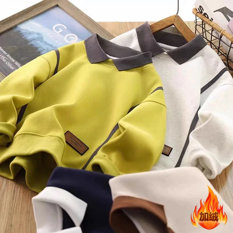 【加绒】~男童Polo领卫衣中大童宽松韩版翻领卫衣00321