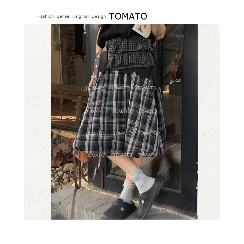 【TomaTo】伞伞苞 夏季韩版复古高腰宽松休闲感A字花苞裙C25Q050206