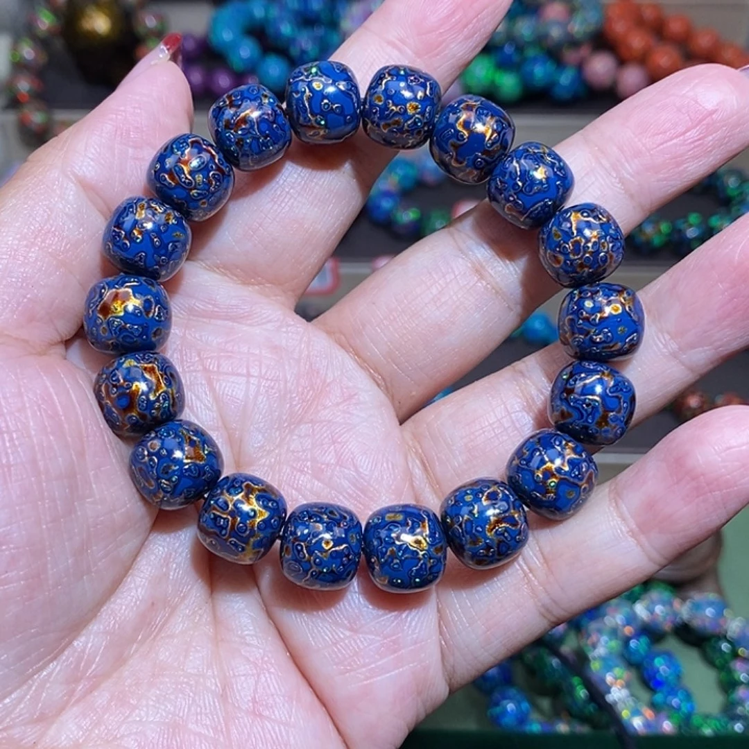 大漆珠10*11老型蓝金手串