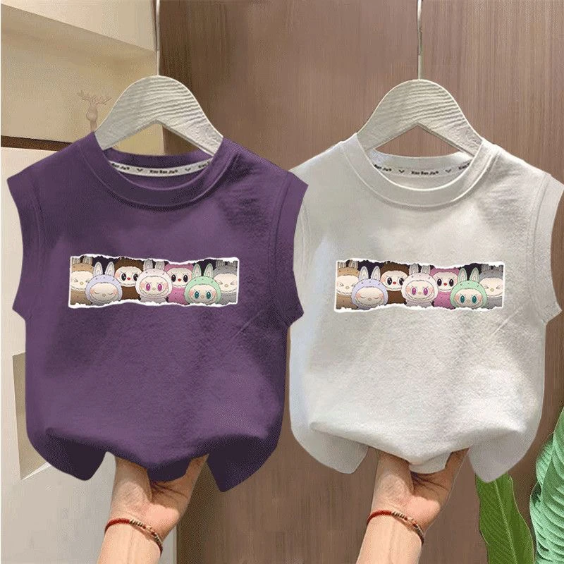 卡通拉布布男女童背心T恤2025夏季新款休闲洋气无袖百搭上衣外穿t