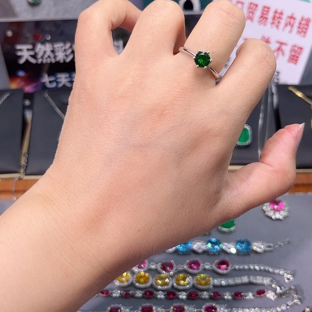 祖母绿戒指银S925镶嵌n 5