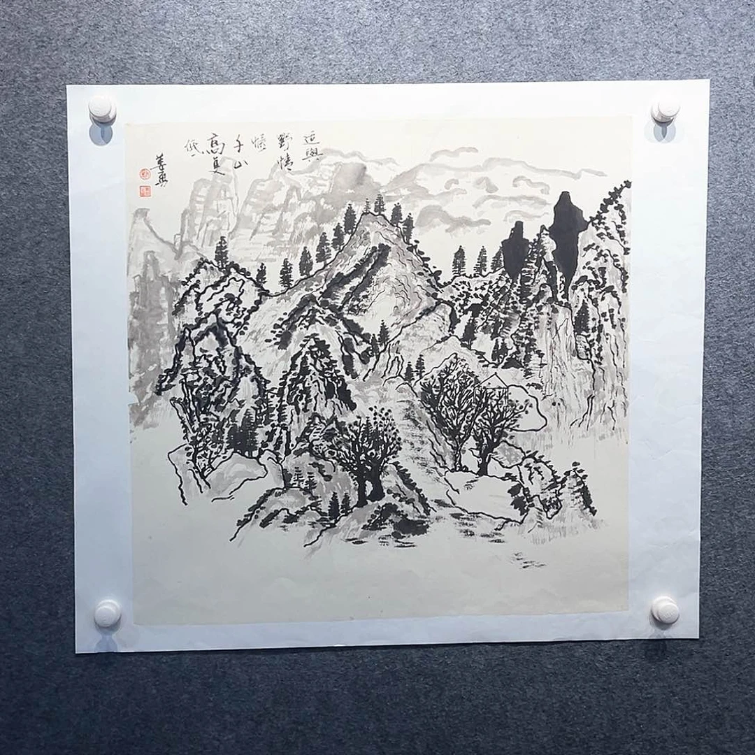 国画纯手绘画心原创