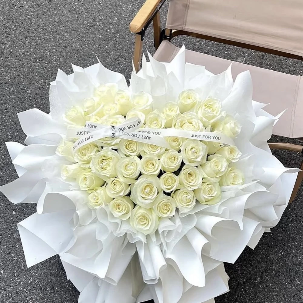 【全国配送】99朵白玫瑰鲜花表白求婚订婚见面送女友情人节礼物鲜花