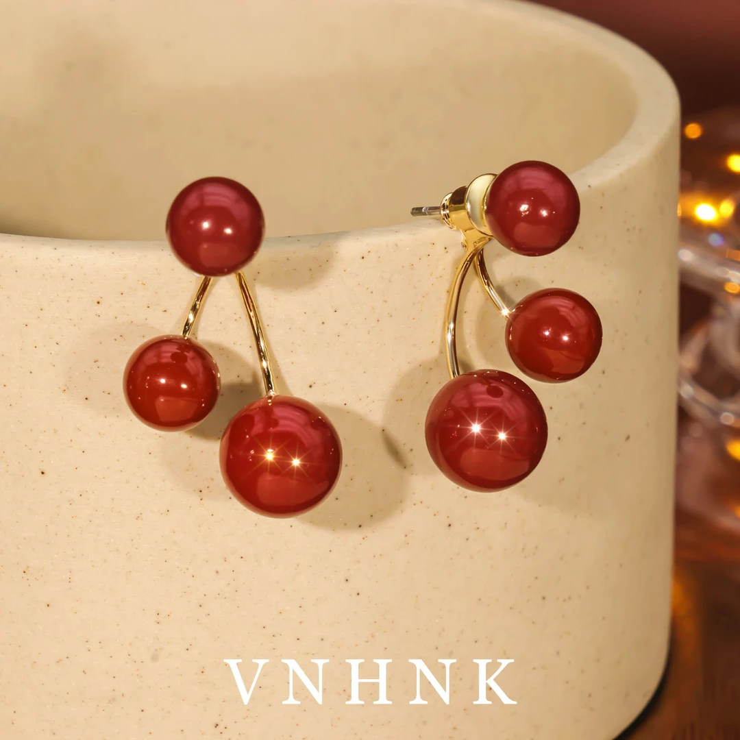 铜合金耳饰 美可儿  C552  红色（10mm8mm）时尚气质耳环