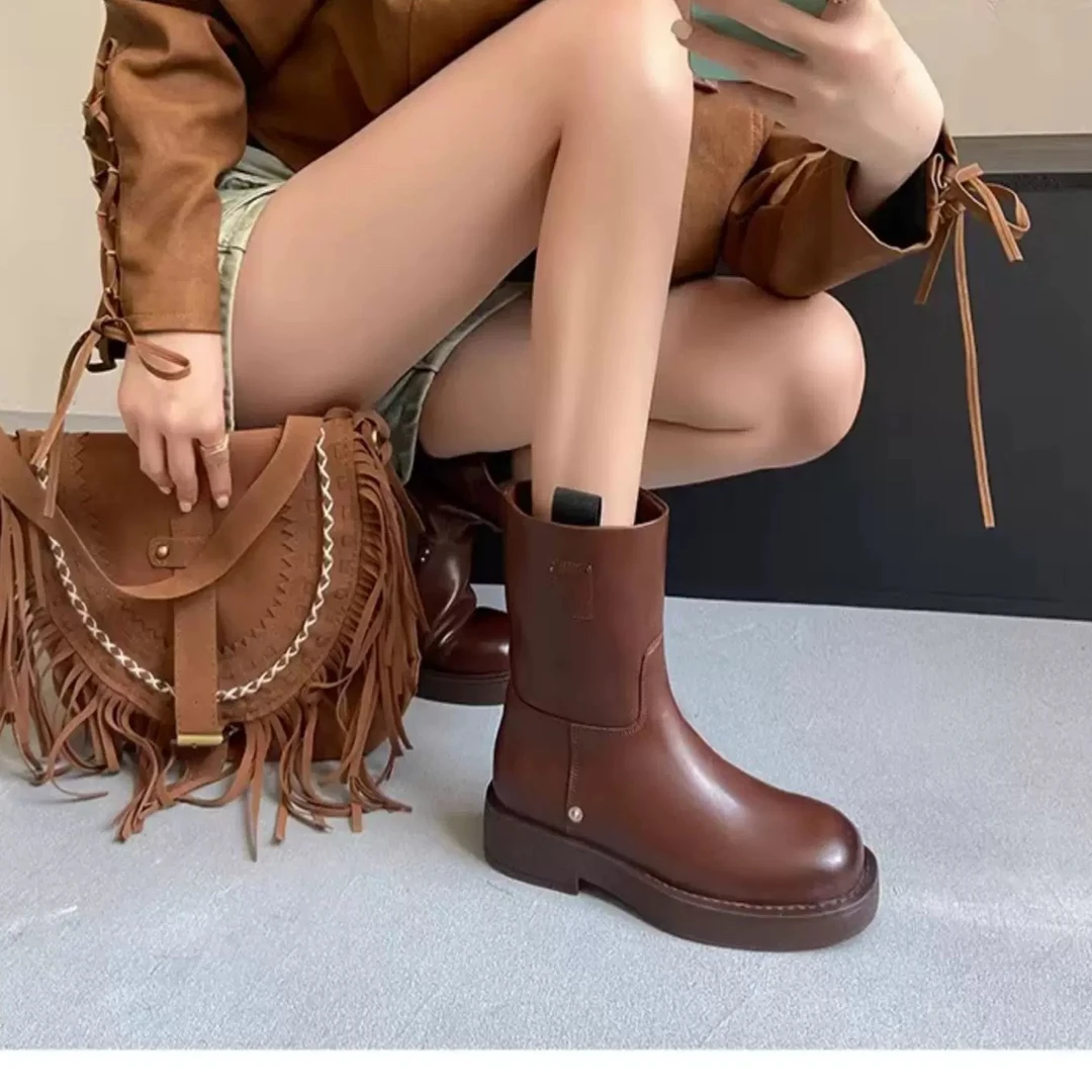 超福利-时装靴英伦风女靴秋冬厚底秋季女鞋短靴880-7