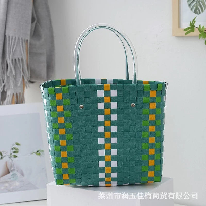 手工编织塑编手提包女士出行塑编包伴手礼塑编小方包手工沙滩包