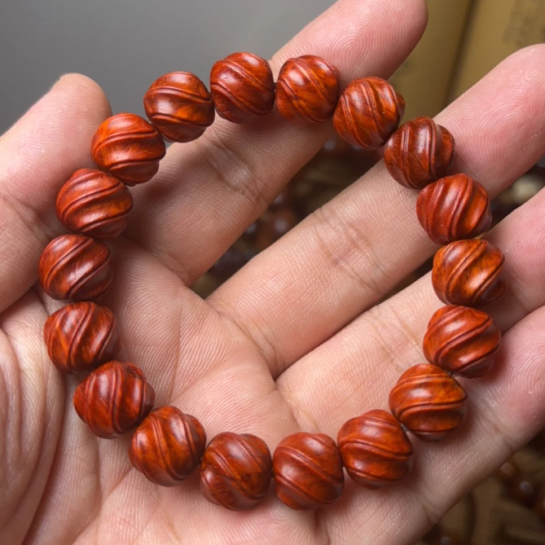 印度小叶紫檀，鸡血红琴料，1.2时来运转单圈