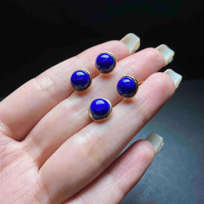 【小魏总返场福利】S925青金石耳钉（8mm）【多样性发一】