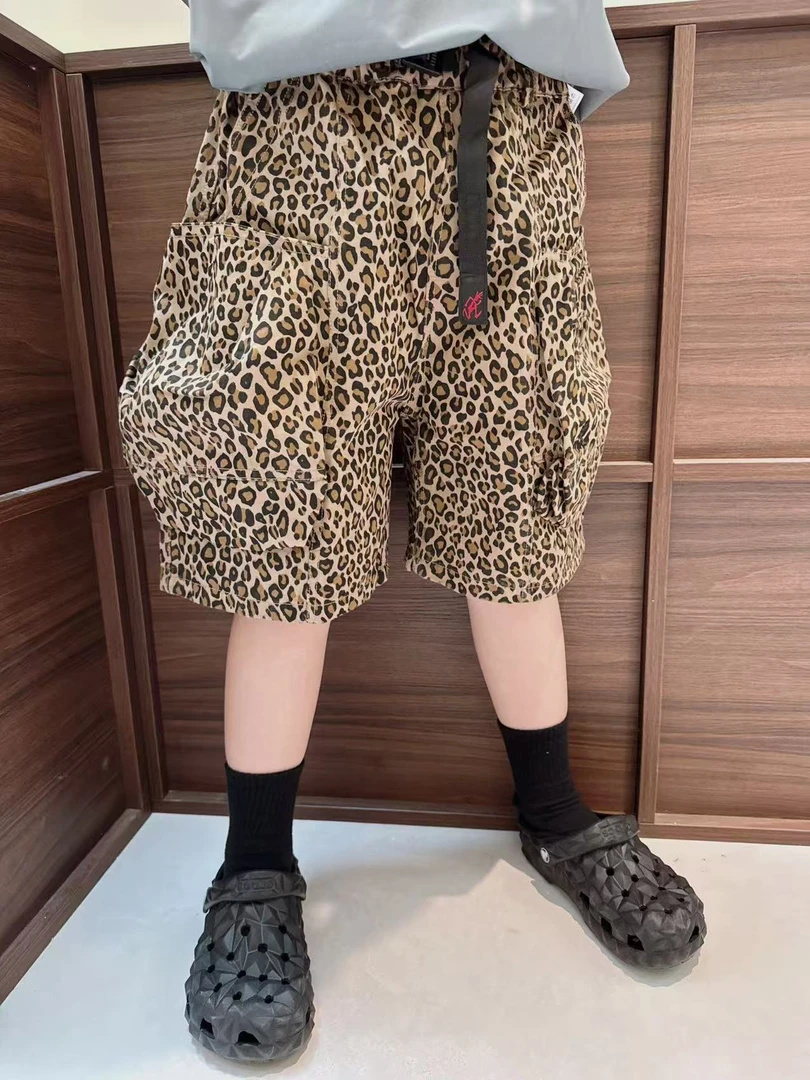 「LIUYI」儿童夏季男女童复古豹纹大口袋工装短裤  2633