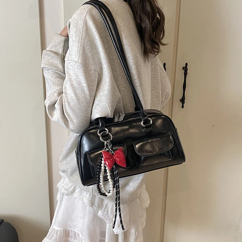 2025新款百搭气质单肩包小众简约大容量保龄球包质感时尚女士包包