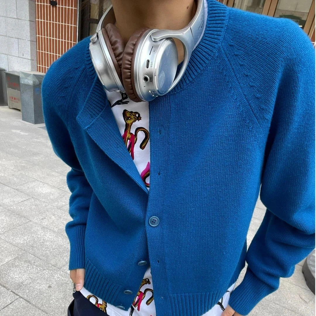 AMASS/阿玛施早秋新款390【温柔狙击】圆领548033奶蓝感开衫