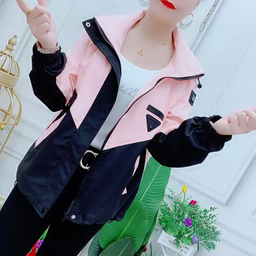 欧货2025春秋新款拼色冲锋衣外套女时尚洋气减龄百搭休闲夹克上衣