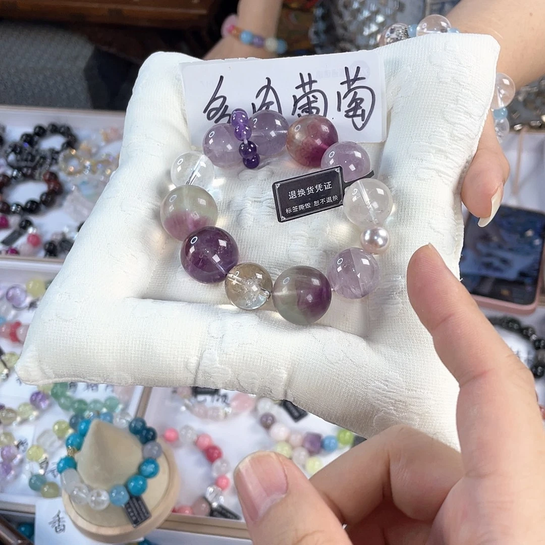 水晶手链银S925镀金镶嵌