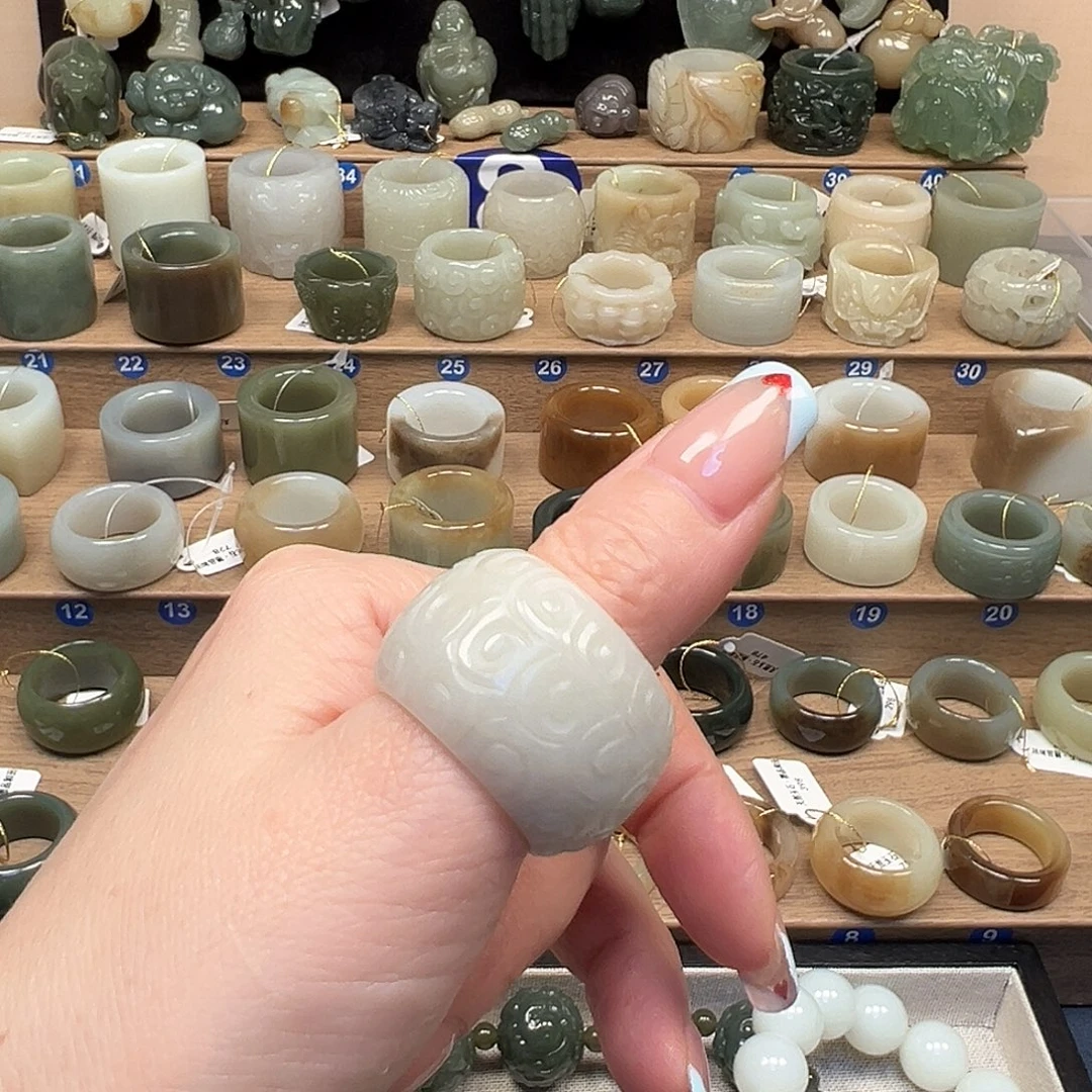 和田玉未镶嵌戒指22内径29号