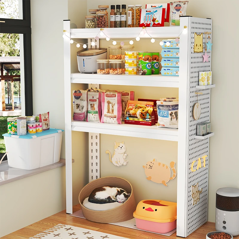 猫砂盆上方置物架猫粮狗狗罐头宠物用品收纳架钢制下空式储物铁架