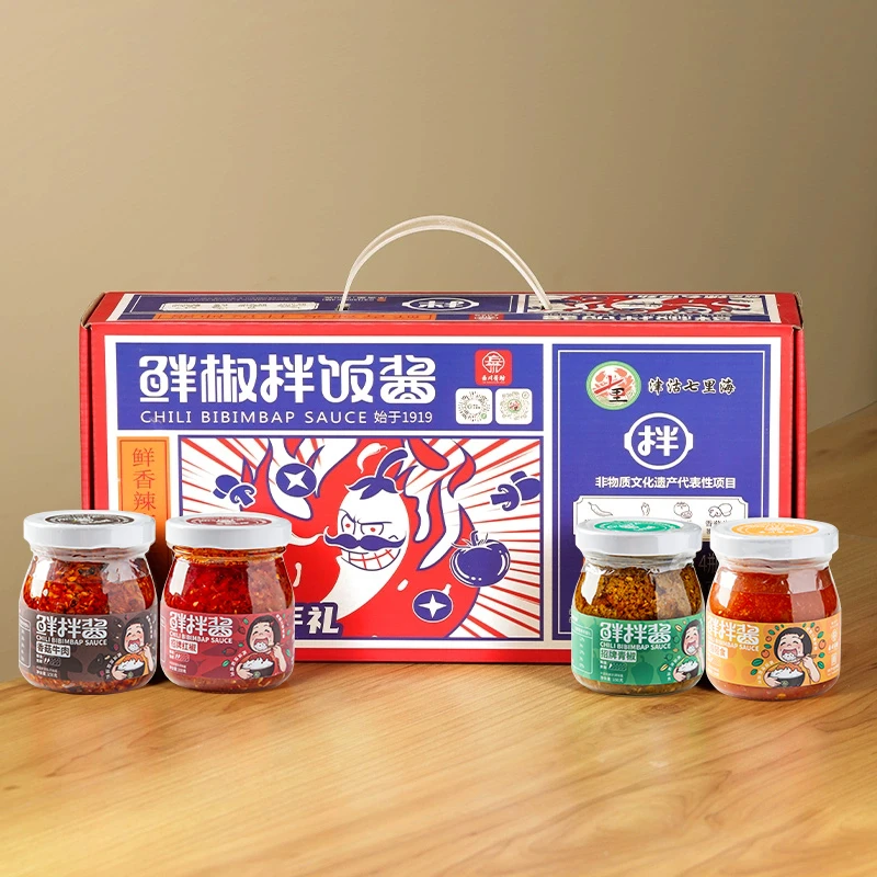 岳川酱坊鲜椒拌饭酱暴下饭辣椒酱火爆辣椒拌饭酱礼盒拌面拌饭酱