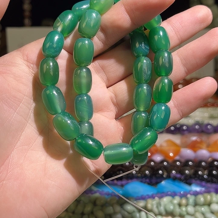 玛瑙/玉髓未镶嵌珠宝半成品绿玛瑙卡10*14