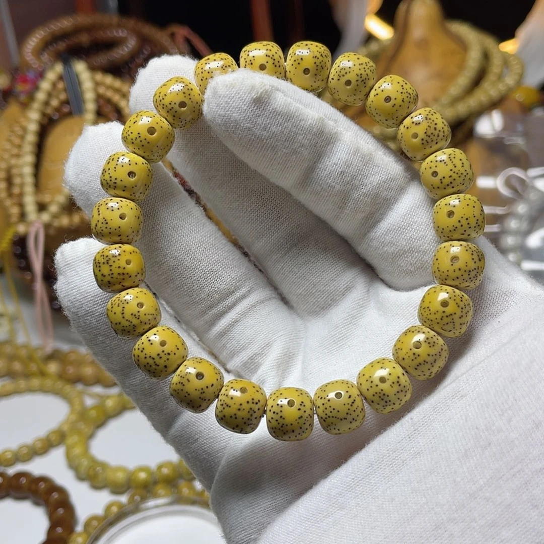 手串星月菩提10-9老型桶月朗星稀原生态鸡油黄