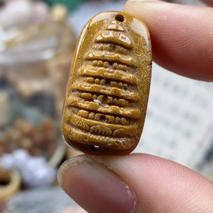 硅化珊瑚（珊瑚玉）未镶嵌颈饰小吊坠