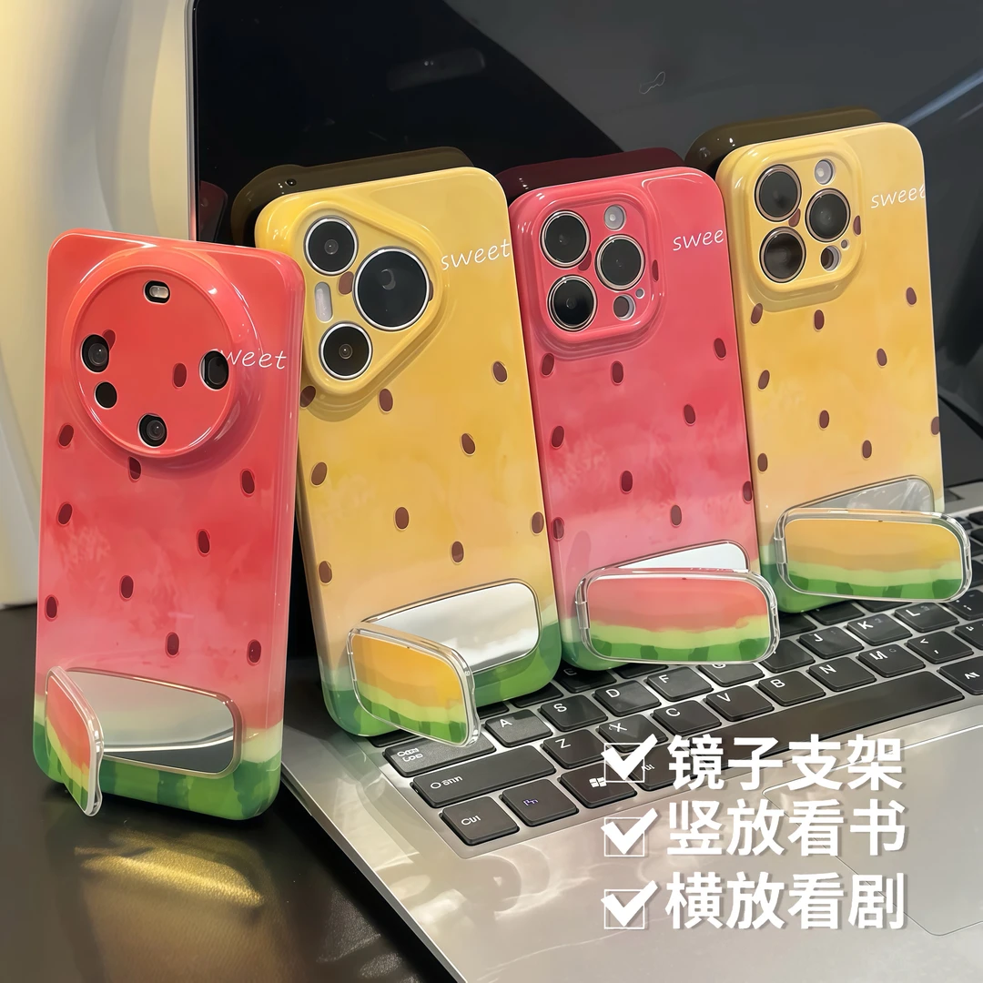 夏日水彩西瓜适用苹果16/15pro菲林手机壳华为荣耀oppo小米vivo