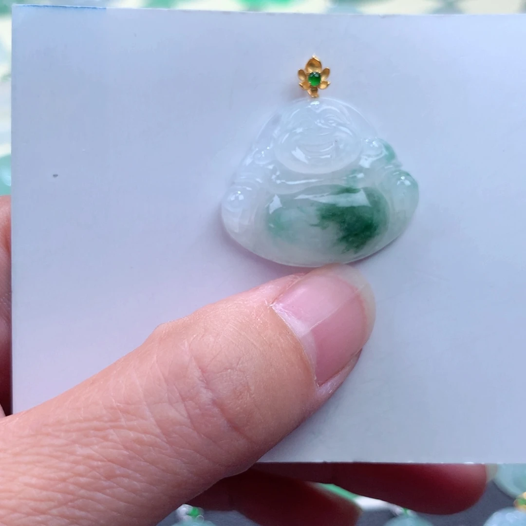 翡翠吊坠(不含链)18K金镶嵌