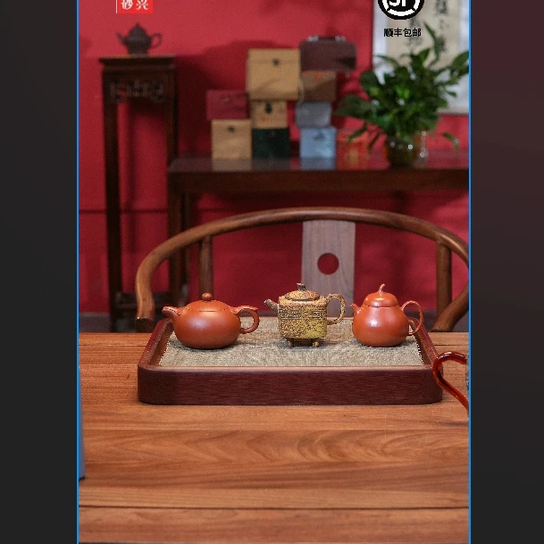 【闪购商品】三把全给茄瓜如意西施柴烧四方鼎紫砂壶C0053