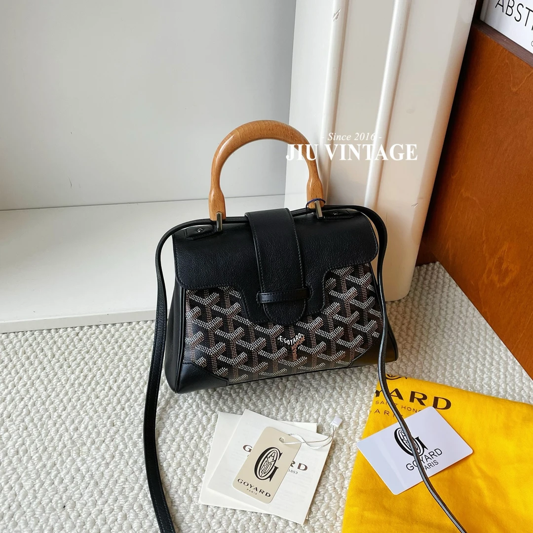 99新 Goyard 黑色西贡mini 手提斜挎包 JM15-0387