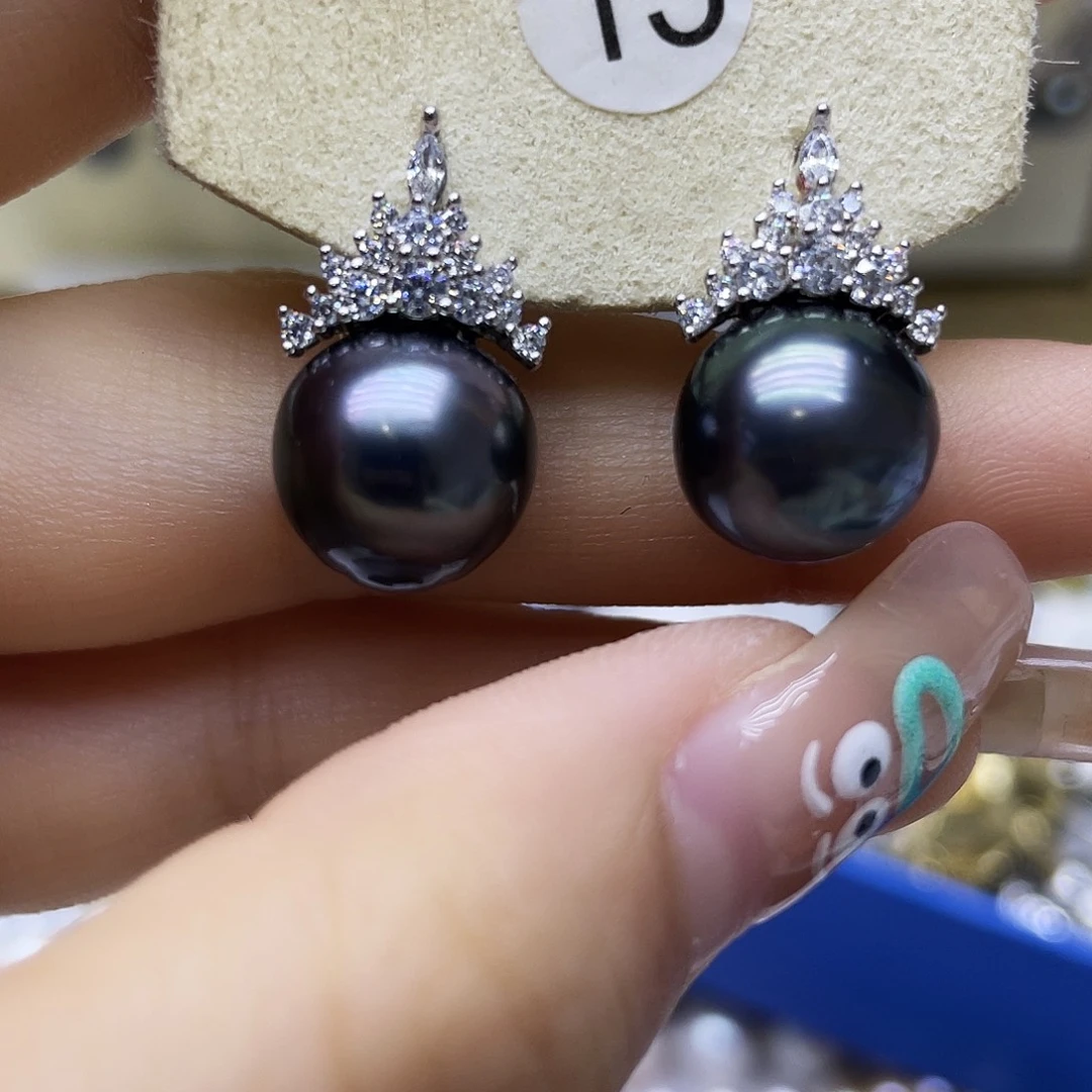 银S925镶嵌海水珍珠耳饰