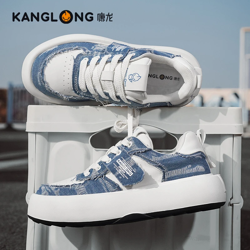 康龙软底增高休闲板鞋欧若风牛仔拼色休闲潮鞋耐磨防滑运动休闲鞋