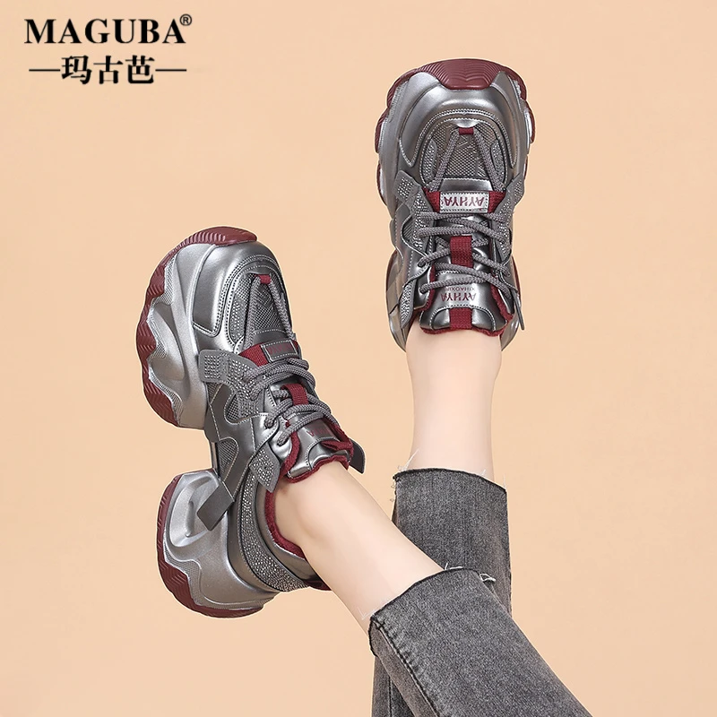 MAGUBA/玛古芭轻奢老爹鞋女厚底增高松糕底轻便透气时尚休闲女鞋