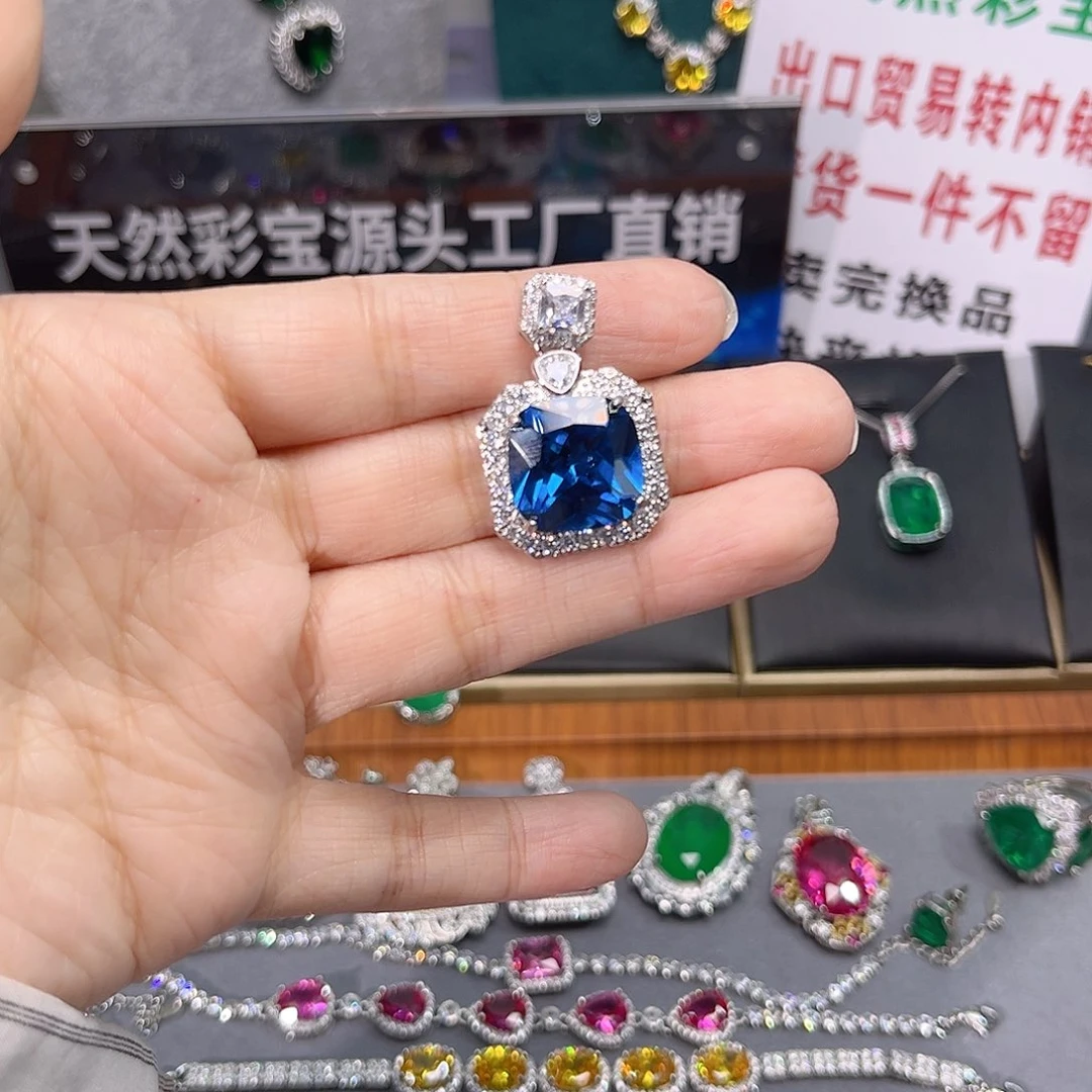 蓝宝石颈饰银S925镶嵌m 103