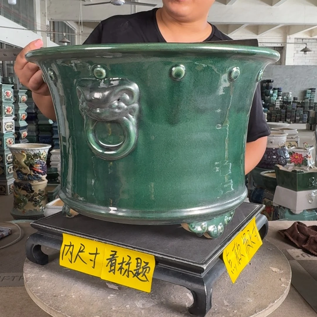 。一风堂石湾花盆 修胚痕迹 内34*23