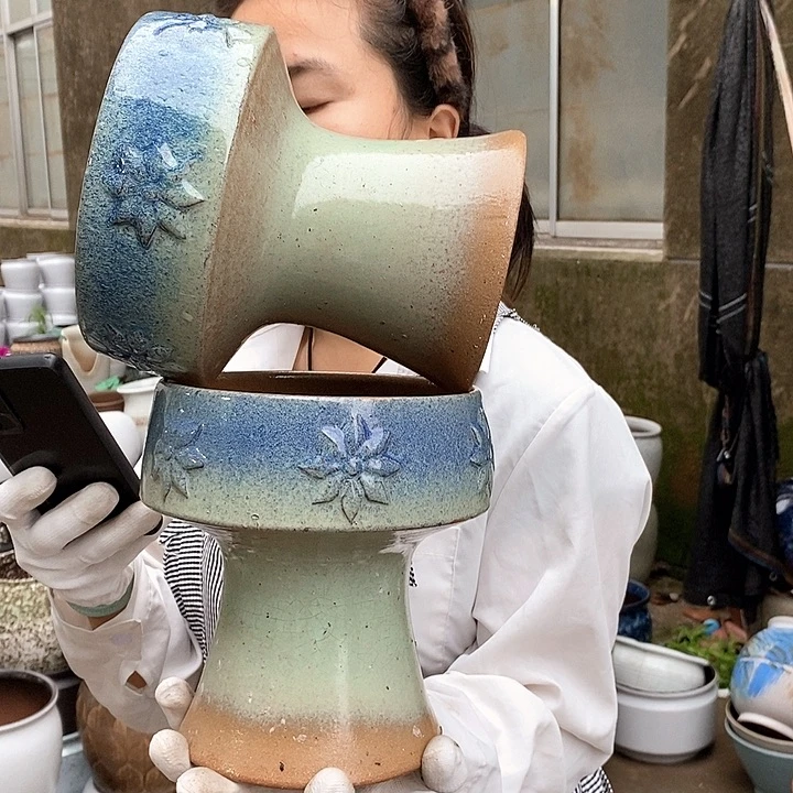 紫砂花盆瑕疵口16高18