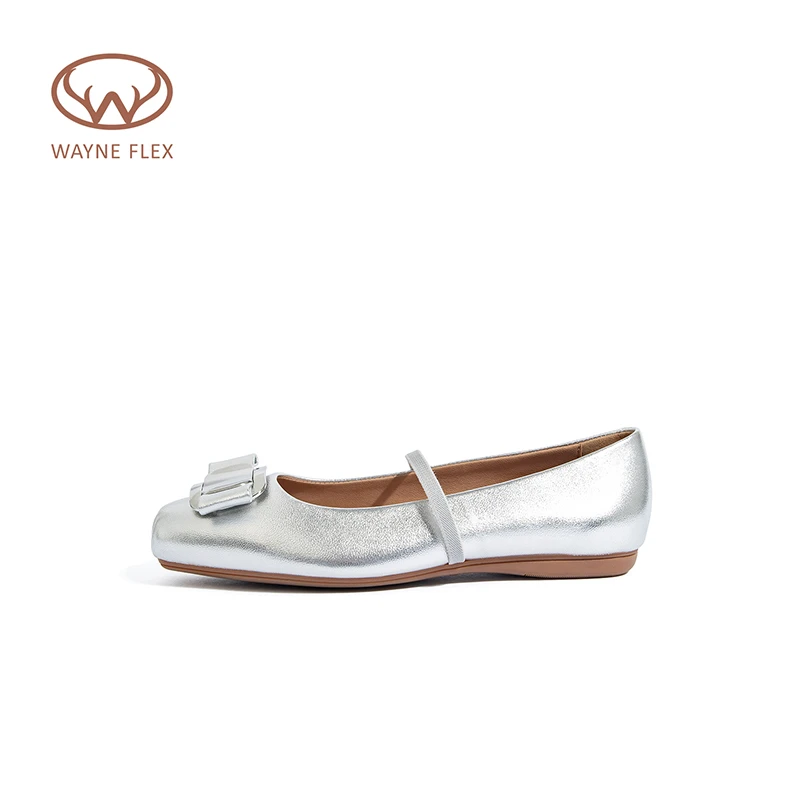 韦恩Wayne Flex蝴蝶结扣饰法式风玛丽珍浅口平底低跟气质单鞋1247
